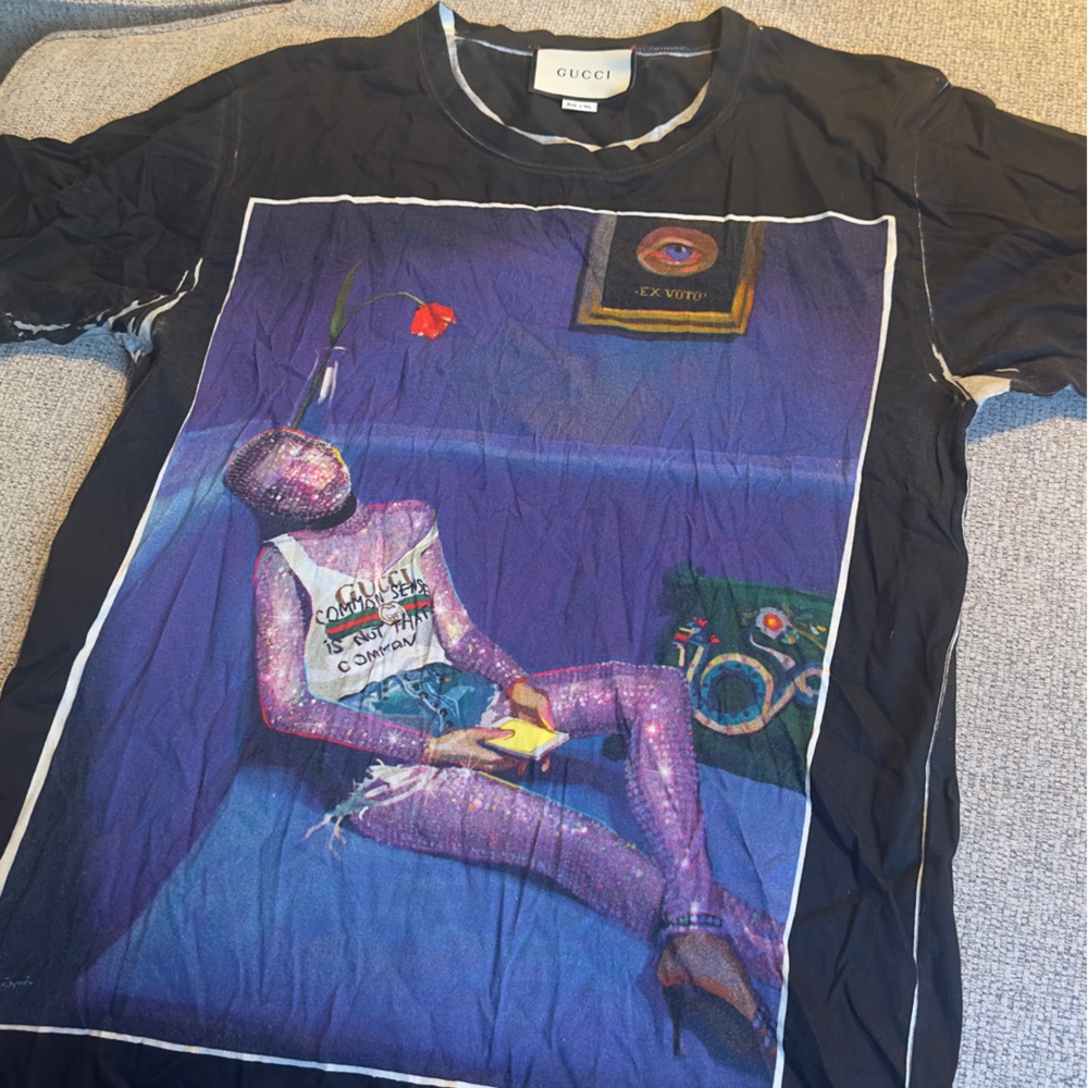 Gucci Black T-Shirt with Futuristic Graphic